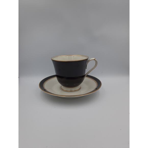 Noritake Ivory China Japan Ivory & Ebony Tea Cup & Saucer - Picture 6 of 12